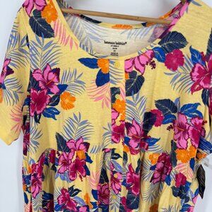 Woman Within Button Front T Shirt Womens‎ Size 2x Henley Empire Waist Floral New